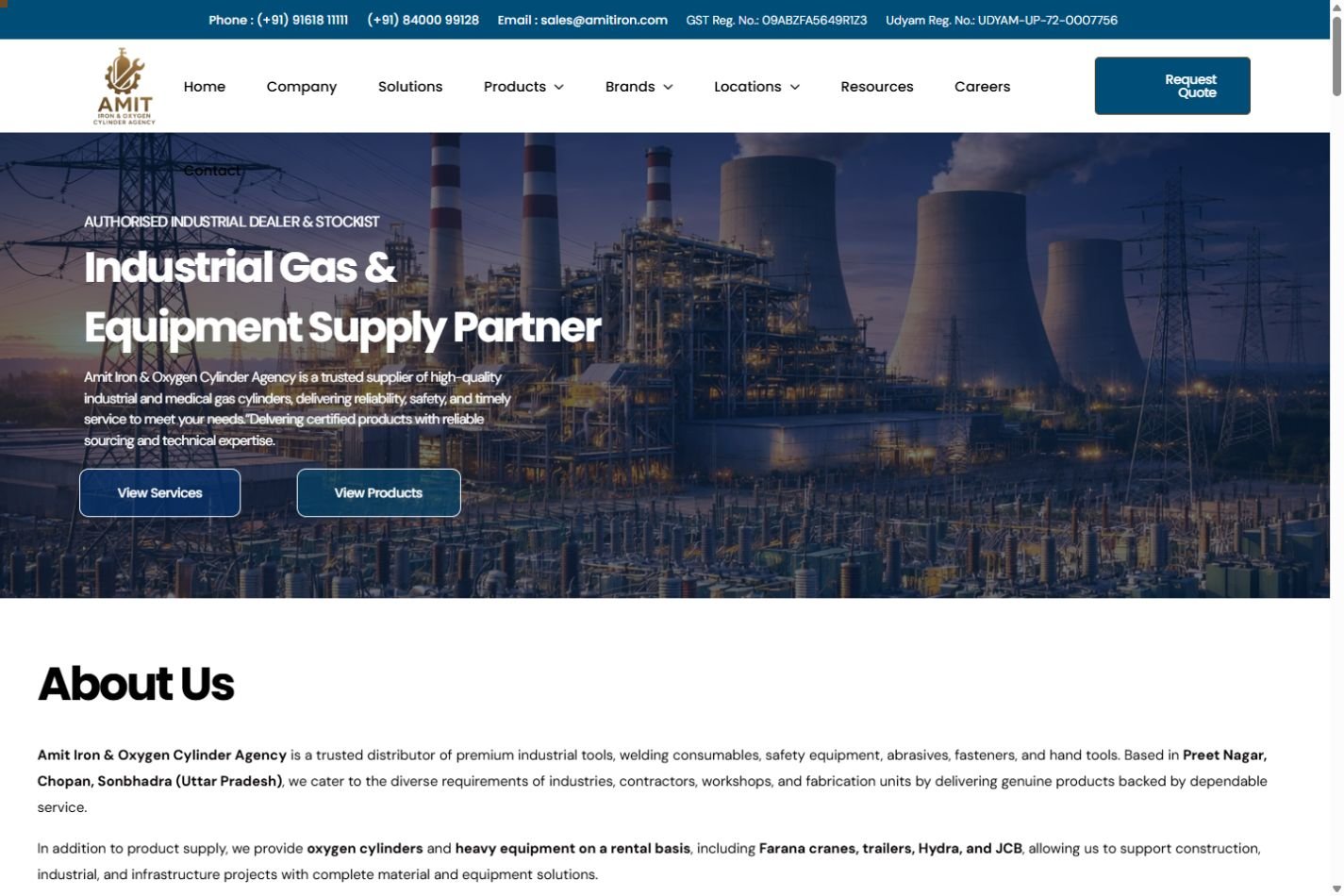 Amit Iron & Oxygen Cylinder Agency desktop website