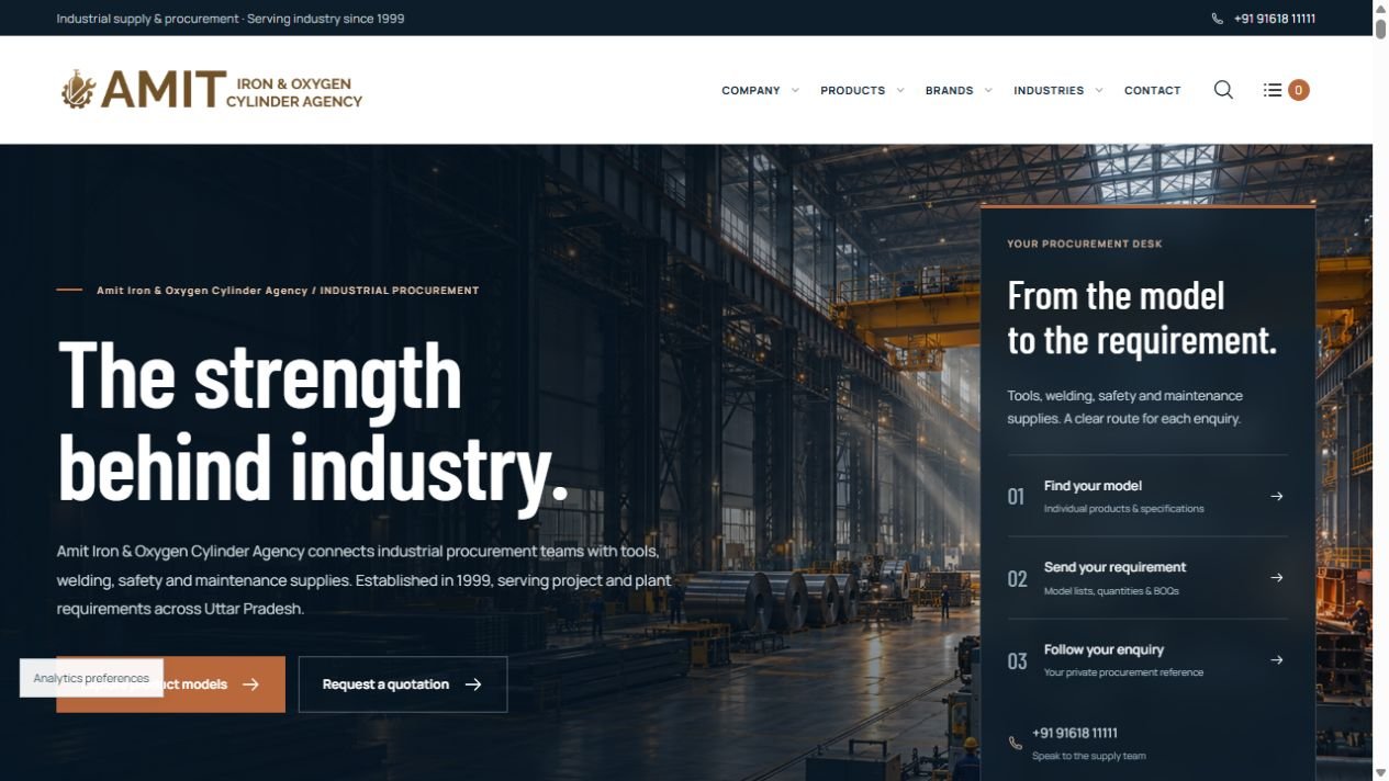 Amit Iron & Oxygen Cylinder Agency native website capture, 2026-10-13