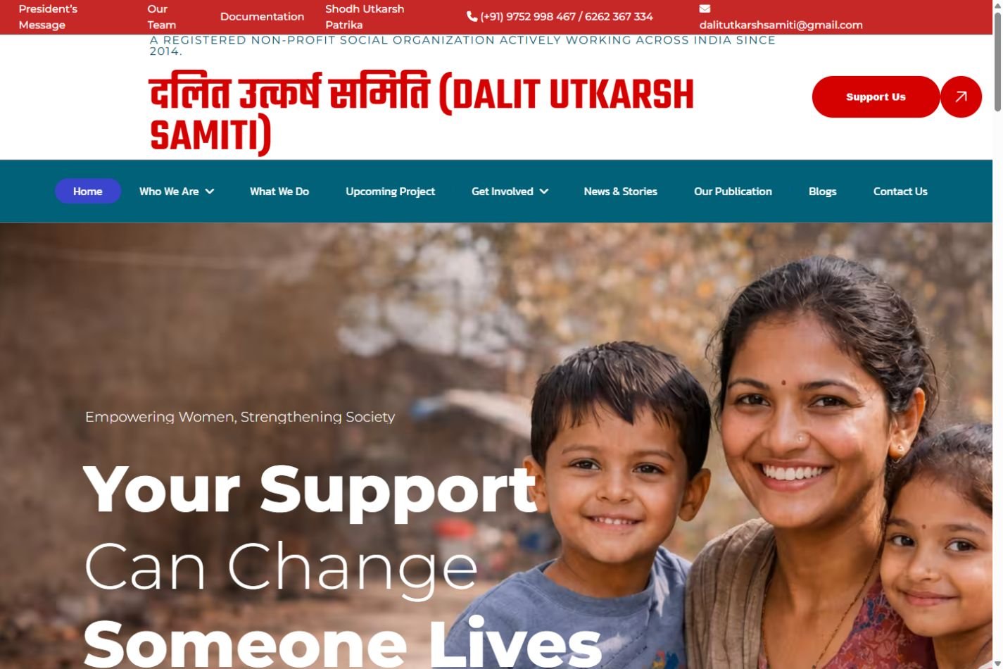 Dalit Utkarsh Samiti desktop website