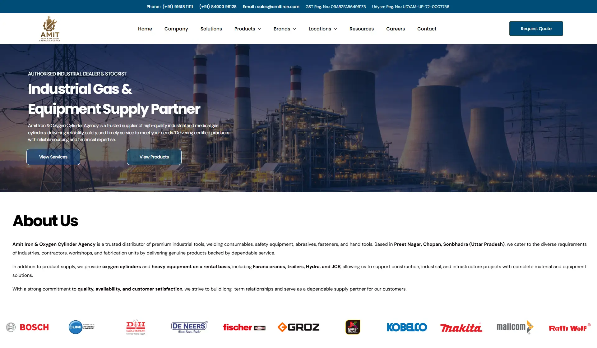 Amit Iron & Oxygen Cylinder Agency is a trusted distributor of premium industrial tools, welding consumables, safety equipment, abrasives, fasteners, and hand tools. Based in Preet Nagar, Chopan, Sonbhadra (Uttar Pradesh).